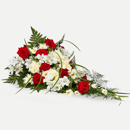 Classic funeral spray - red and white