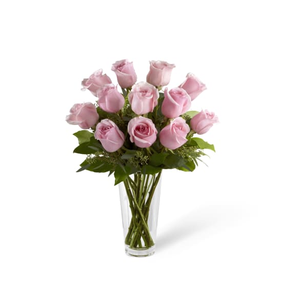 The Long Stem Pink Rose Bouquet by FTD Vase Included