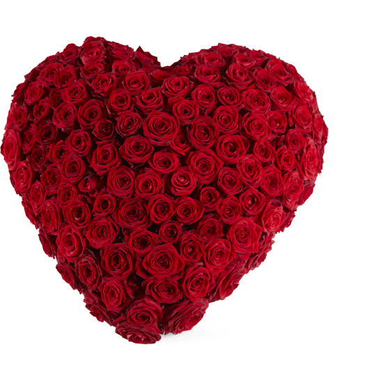 Funeral - Red roses heart - Warmly