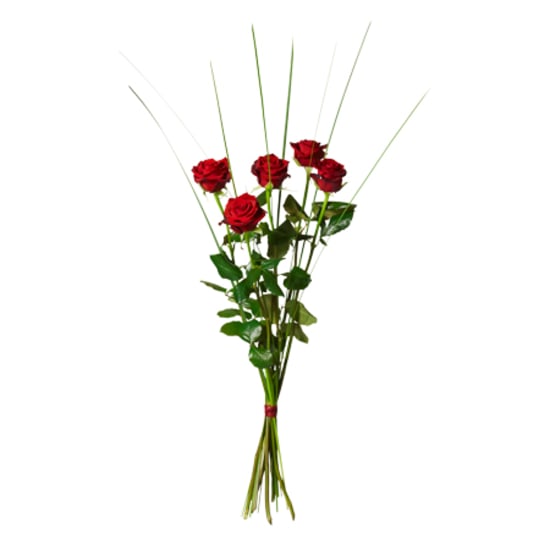 Mazzo di 5 rose rosse