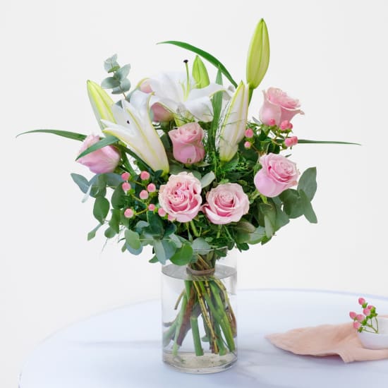 Arrangement of Roses and Lilies