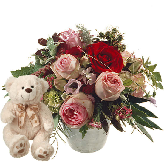 ours en peluche avec des roses