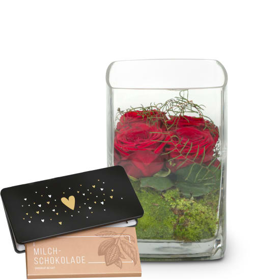 Roses 4 YOU avec Munz tablette de chocolat «Heart»