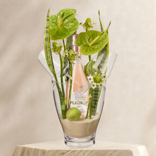Fleurop Eiskühler «Exotic» mit Prosecco Rosé Albino Armani DOC (75 cl) und zwei Connaisseur-Gläsern