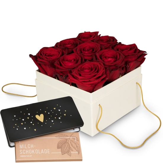 Flowerbox «Venice» (15 cm)  and Munz bar of chocolate «Heart»