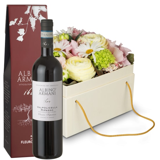 Flowerbox «Madeira» (15 cm) with Ripasso Albino Armani DOC (75 cl) - order  here - same day delivery