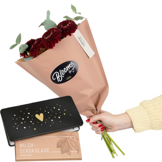 Blooms for you «Giorgia» avec Munz tablette de chocolat «Heart»