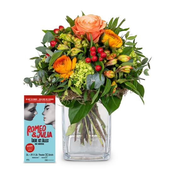 Blumenstrauss «Frühlingserwachen» mit Gutschein CHF 50.- für das Musical «Romeo & Julia»