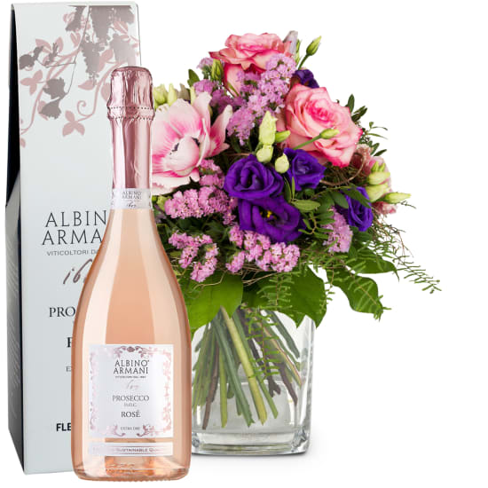 Flower bouquet «Spring Princess» with Prosecco Rosé Albino Armani DOC (75 cl)