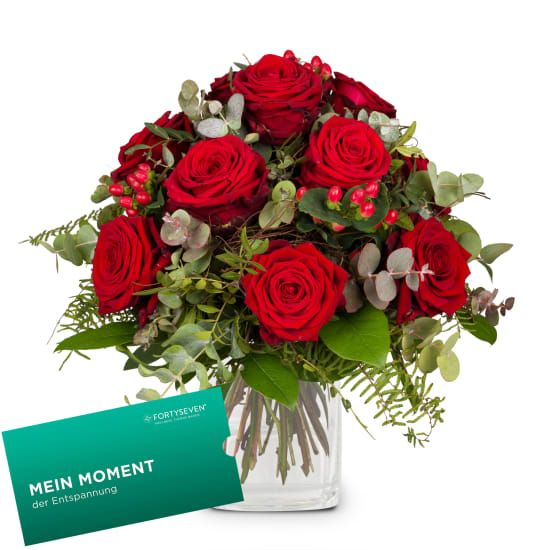 Blumenstrauss «I Love You» mit Geschenkkarte CHF 100.- der Wellness-Therme  FORTYSEVEN