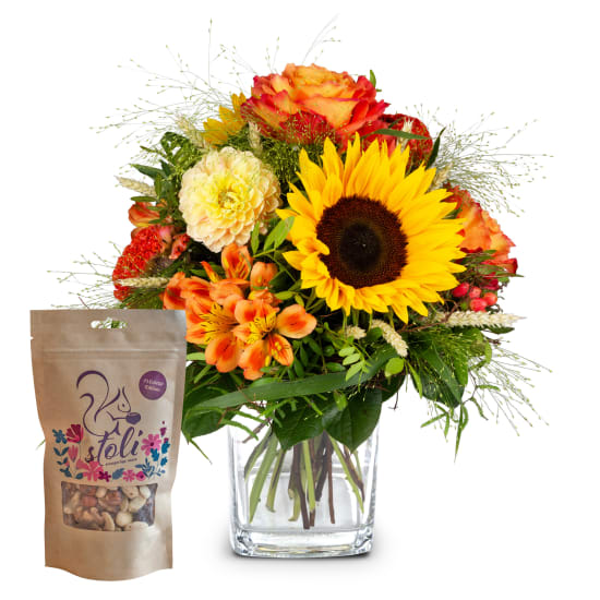 Blumenstrauss «Smiley» mit stoli-Nüssen – Fleurop Edition