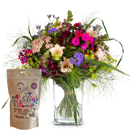 Bouquet de fleurs «Prairie d'été» avec des noix stoli – Fleurop Edition