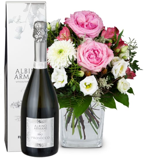 Blumenstrauss «Zarte Winterromantik» mit Prosecco Albino Armani DOC (75 cl)