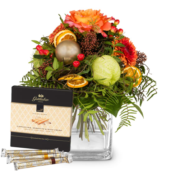Flower bouquet «Christmas Wonder» with Gottlieber Hüppen «Special Edition for Fleurop»