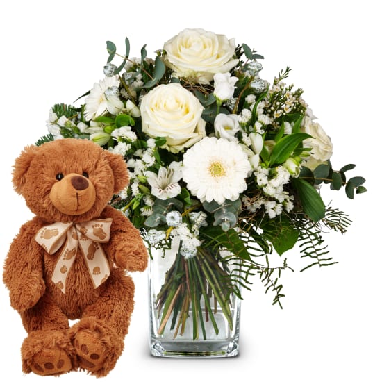 Blumenstrauss «Winter Beauty» mit Teddybär