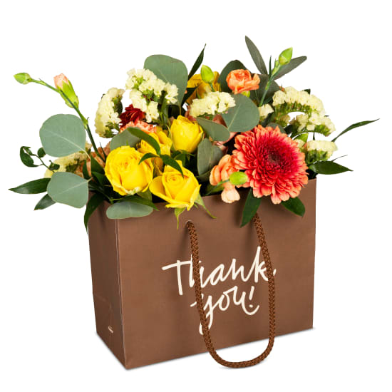 Sac à fleurs «Thank you!» - aux couleurs gaies