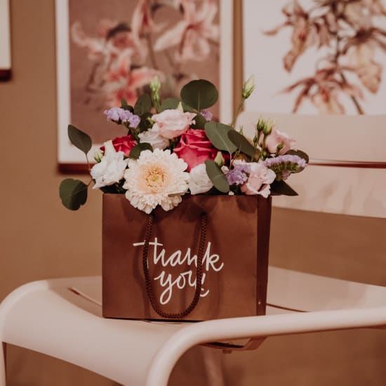 Blumentasche «Thank you!» - in zarten Farben