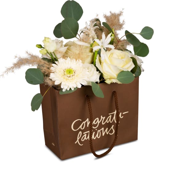 Flower bag «Congratulations!» - light and natural