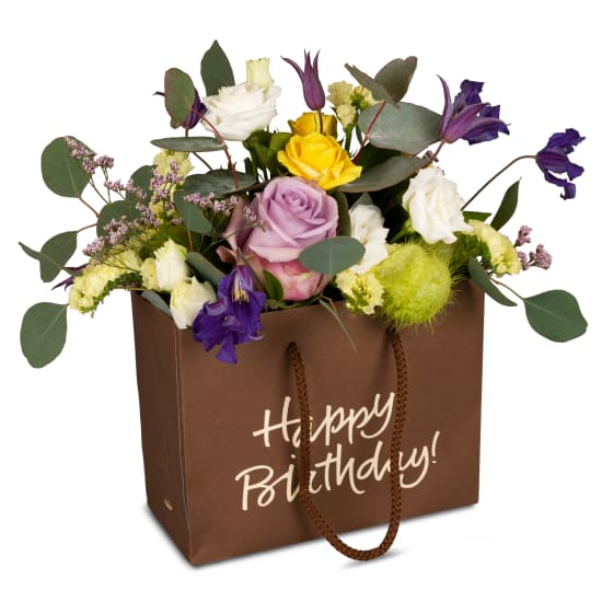 Flower bag «Happy Birthday» - in fresh colors