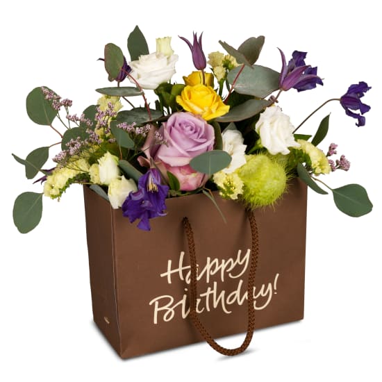 Borsa di fiori «Happy Birthday» - in colori freschi