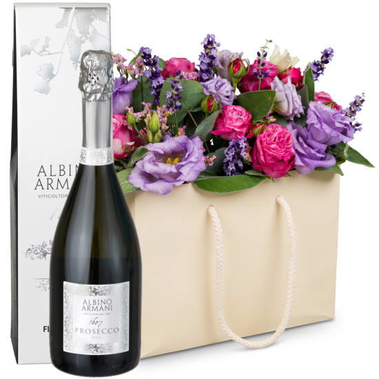 Borsa di fiori «Lavanda» con Prosecco Albino Armani DOC (75 cl)