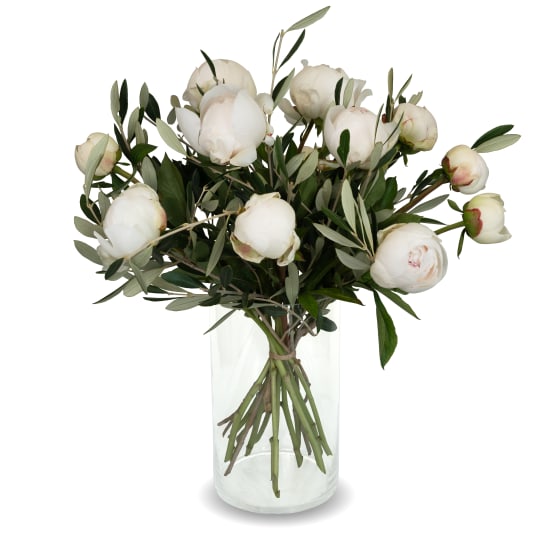 12 peonie bianche con verde