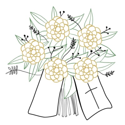 Funeral and Sympathy Bouquet with ribbon