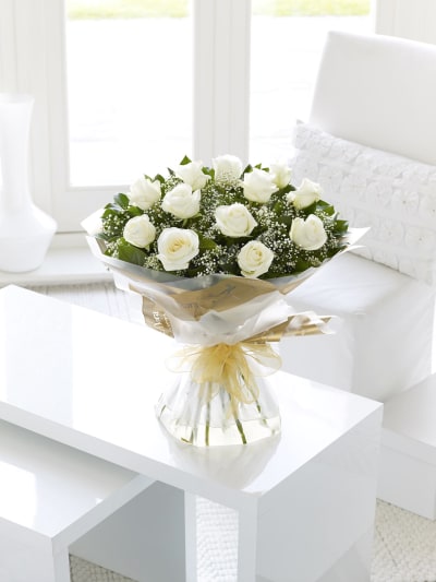 White and Rose Hand Tied