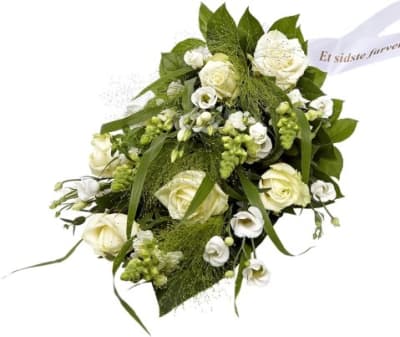 Funeral spray Florist\'s Choice with ribbon