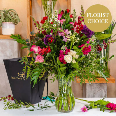 Purple-red florist\'s fantasy bouquet