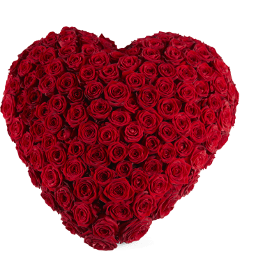 Funeral - Red roses heart - Warmly