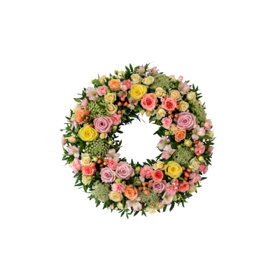 Funeral Wreath Winter Spring Flowers w ribbon 240170