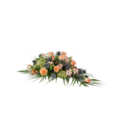 Funeral Bouquet Medium Winter Spring Flowers W Ribbon 240168