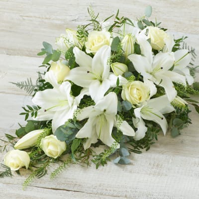 Large White Rose and Lily Spray.