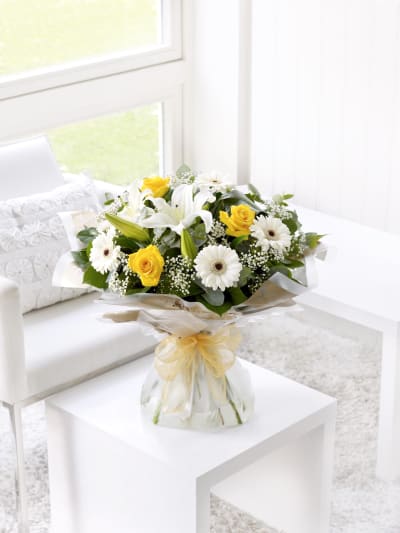 Yellow and White Hand Tied