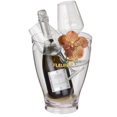 Ice bucket «Orchid» with Prosecco Albino Armani DOC (75 cl) and two Connaisseur glasses