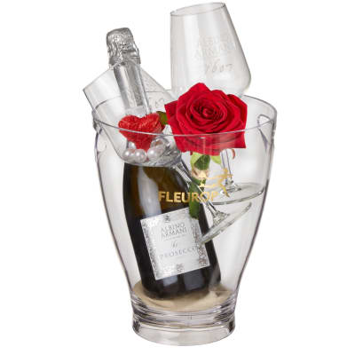 Eiskühler «Love» mit Prosecco Albino Armani DOC (75 cl) und zwei Connaisseur-Gläsern