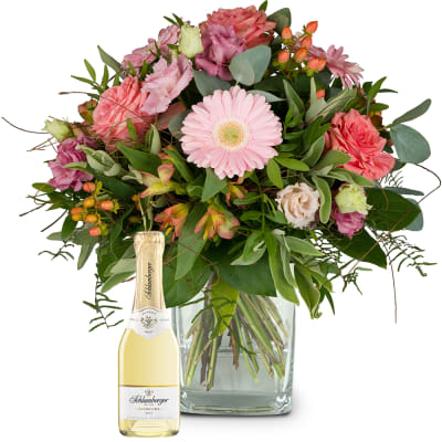 Strauß Herzlichen Glückwunsch mit Schlumberger Sparkling Brut Piccolo 0,2L
