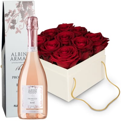 Blumenbox «Venice» (15 cm) mit Prosecco Rosé Albino Armani DOC (75 cl)