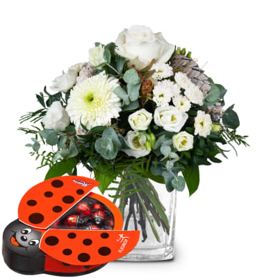 Blumenstrauss «Winterfee» mit Munz Schoggi-Glückskäfer