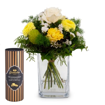 Flower bouquet «Sunshine» with Gottlieber cocoa almonds
