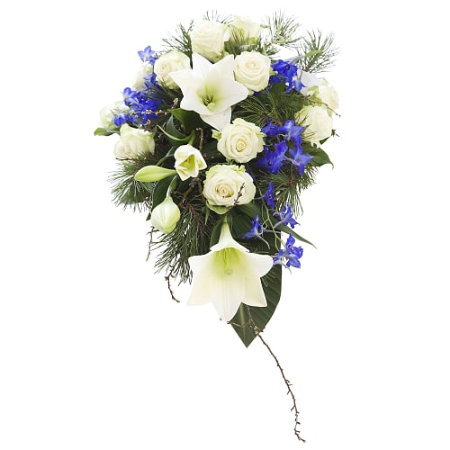 The sky is blue and white -funeral arrangement
