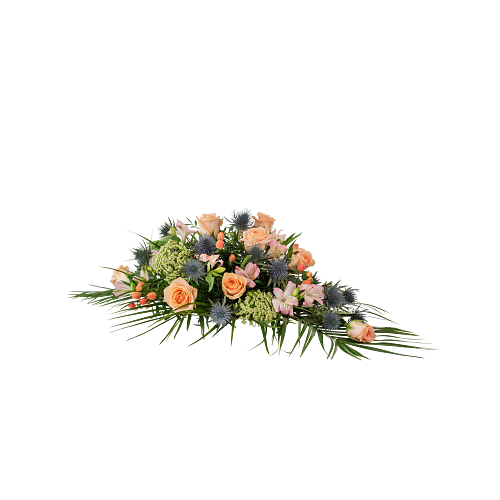 Funeral Bouquet Medium Winter Spring Flowers W Ribbon 240168