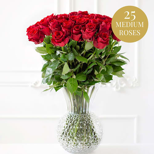 25 medium stemmed roses