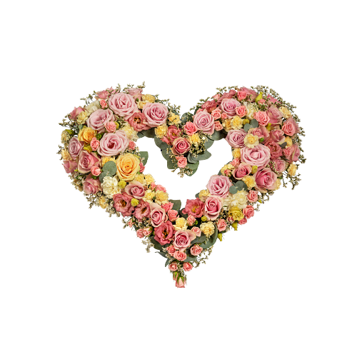 Funeral Heart Pastels w ribbon 248034