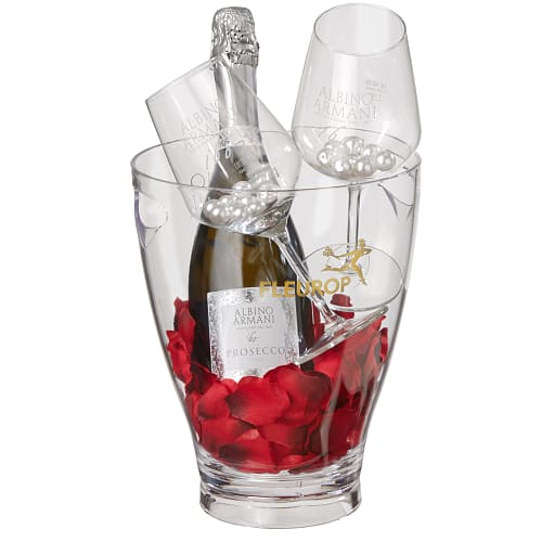 Ice bucket «With Love» with Prosecco Albino Armani DOC (75 cl) and two Connaisseur glasses
