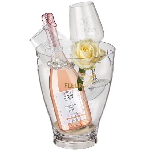 Eiskühler «Pure» mit Prosecco Rosé Albino Armani DOC (75 cl) und zwei Connaisseur-Gläsern