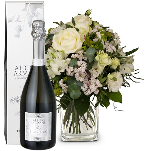 Mazzo di fiori «Magia naturale dei fiori» con Prosecco Albino Armani DOC (75 cl)