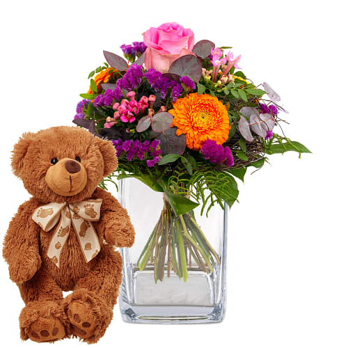 Blumenstrauss «Blossom Beauty» mit Teddybär «Bruno»
