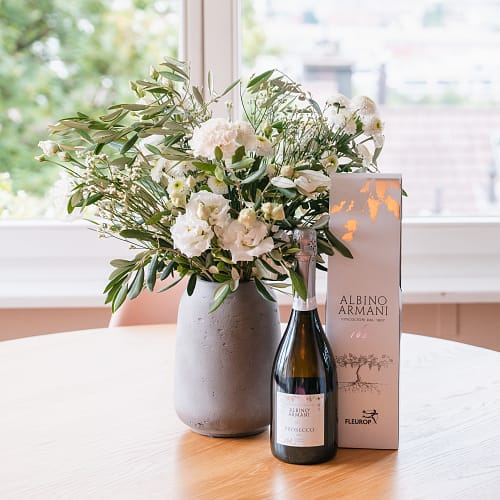 Bouquet champêtre «Soft Nature» avec prosecco Albino Armani DOC (75 cl)